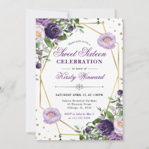 Invitation Fleurs de printemps violettes et crème encadrent u