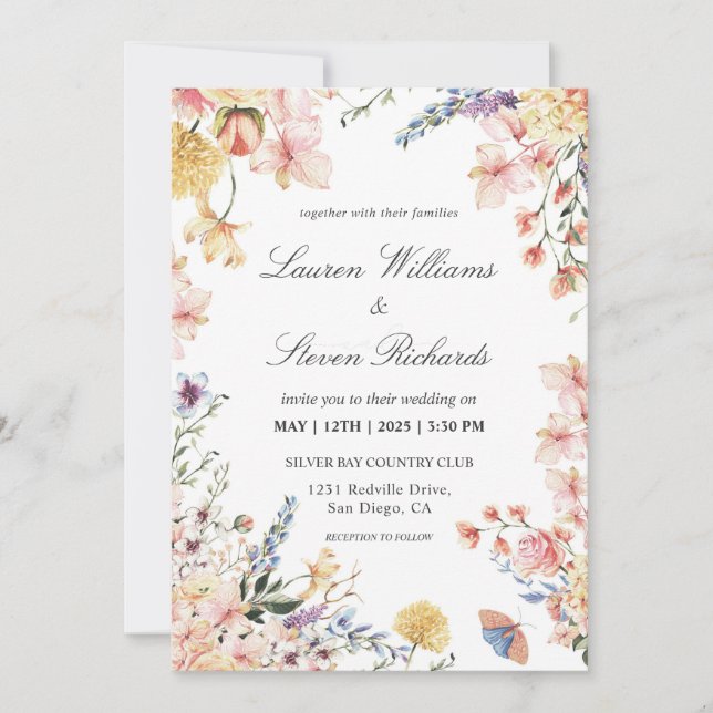 Invitation Fleurs de réchauffement de printemps blanc rose pe (Devant)