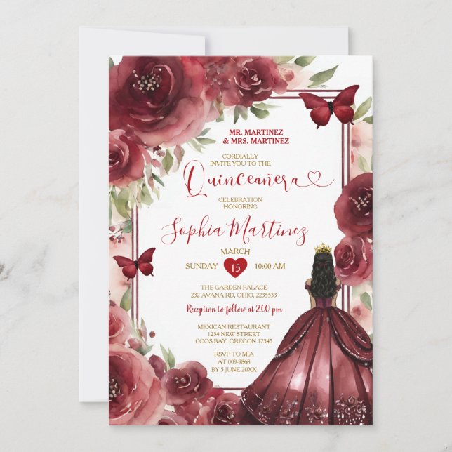 Invitation Fleurs de robes de la princesse rouge de Bourgogne (Devant)
