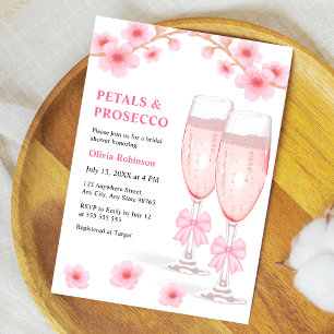 Invitation Fleurs de rose et Prosecco Baby Shower de mariage