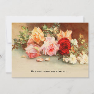 Invitation Fleurs de roses antiques Floral Mariage Vintage