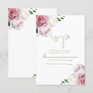 Invitation Fleurs de roses roses végétation florale mariage m