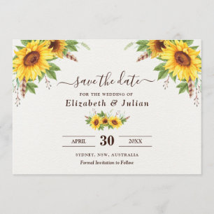 Invitation Fleurs de soleil à l'aquarelle tendance Été Enregi