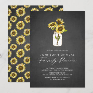 Invitation Fleurs de soleil à Mason Jar Chalkboard Réunion fa