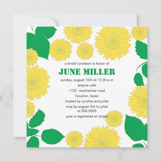 Invitation Fleurs de soleil brillantes - Douche nuptiale Invi (Devant)