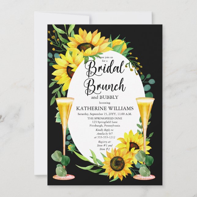Invitation Fleurs de soleil Brunch nuptiale | Cadre Floral Eu (Devant)