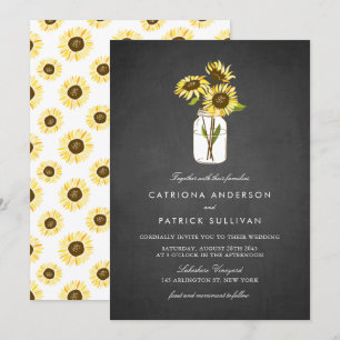 Invitation Fleurs de soleil dans Mason Jar Rustic Chalkboard