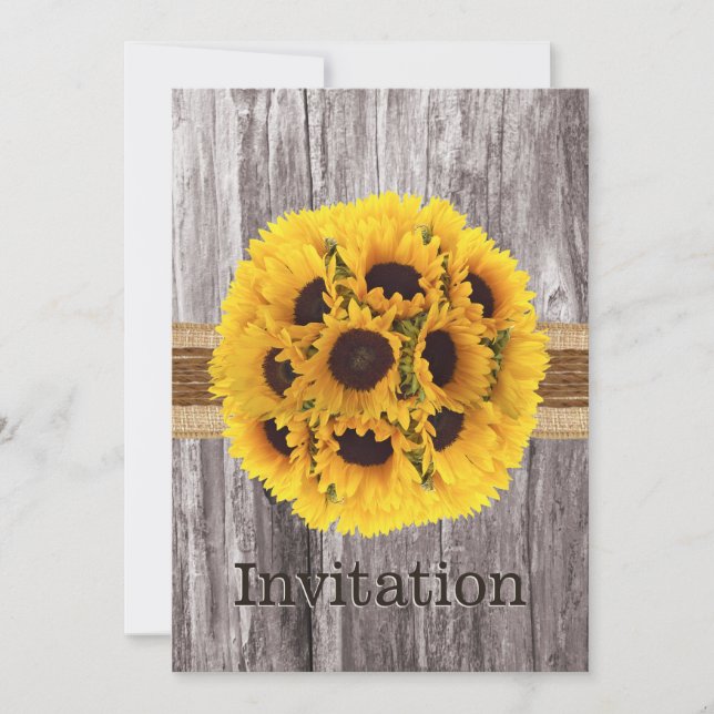 Invitation Fleurs de soleil de campagne Twine & Fête des mari (Devant)