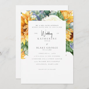 Invitation Fleurs de soleil en fleurs Mariage blanc