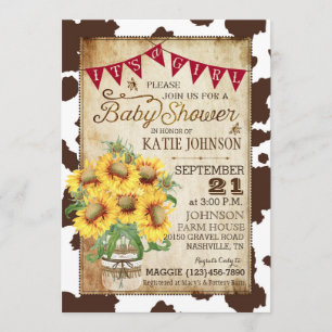 Invitation Fleurs de soleil et Baby shower d'impression de va
