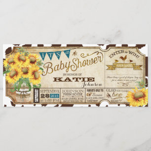 Invitation Fleurs de soleil et Baby shower d'impression de va