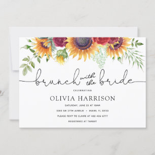 Invitation Fleurs de soleil et Brunch Rose avec douche de mar
