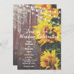 Invitation Fleurs de soleil et lumières Mariage campagnard ru