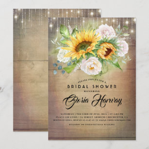Invitation Fleurs de soleil et roses blanches Fête des mariée