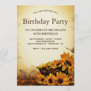 Invitation Fleurs de soleil florales Vintages