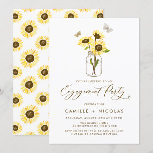 Invitation Fleurs de soleil jaunes à Mason Jar