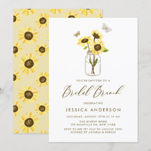 Invitation Fleurs de soleil jaunes à Mason Jar Brunch nuptial
