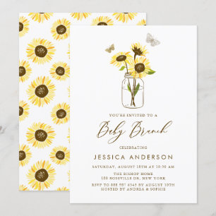 Invitation Fleurs de soleil jaunes dans Mason Jar Brunch bébé