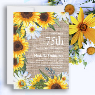 Invitation Fleurs de soleil jaunes Marguerites blanches 75e a