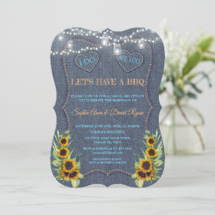Invitation Fleurs de soleil romantiques Denim String lumières