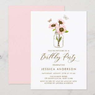 Invitation Fleurs de soleil roses à Mason Jar fête d'annivers