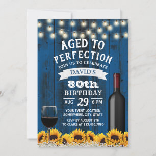 Invitation Fleurs de soleil rustiques 80e fête du vin d'anniv