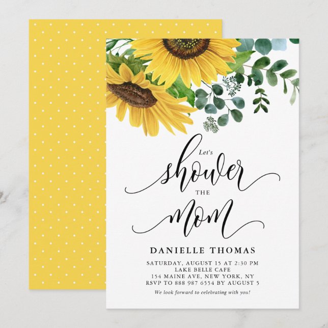 Invitation Fleurs de soleil rustiques et Baby shower d'automn (Devant / Derrière)