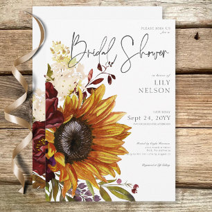 Invitation Fleurs de soleil rustiques et Fête des mariées flo