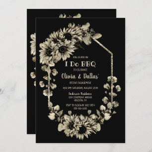 Invitation Fleurs de soleil rustiques Je fais BBQ Black Engag