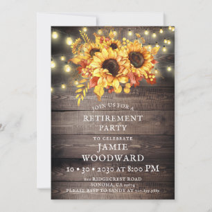 Invitation Fleurs de soleil rustiques Lights Parti de retrait