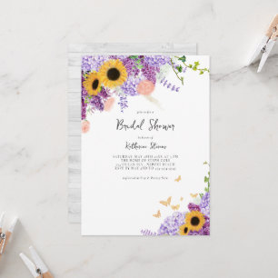 Invitation Fleurs de soleil rustiques Lilac Pays Fête des mar