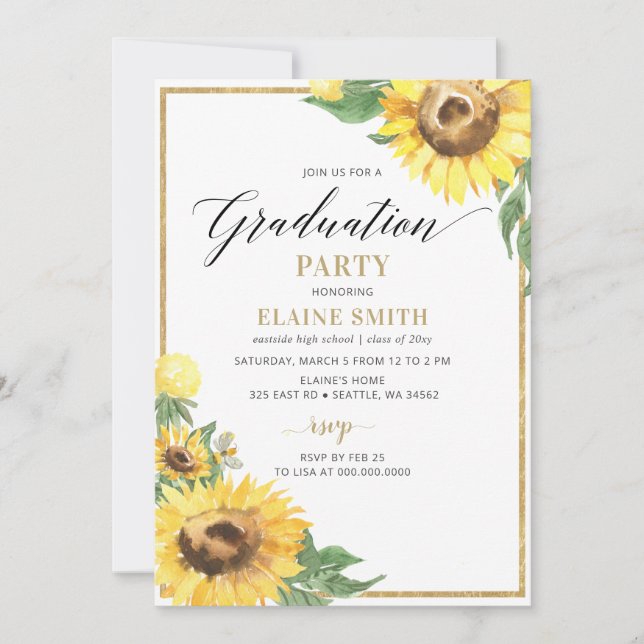 Invitation Fleurs de soleil rustiques Pays Diplôme photo (Devant)