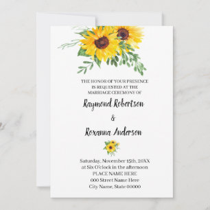 Invitation Fleurs de soleil Verdure Mariage Country Chic