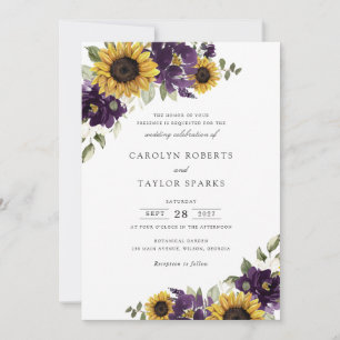 Invitation Fleurs de soleil violet violet Fleurs Mariage vert