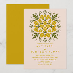 Invitation Fleurs de style vintage mandala botanique dessinée