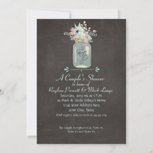 Invitation Fleurs de tableau noir Rustique Mason Jar Floral m
