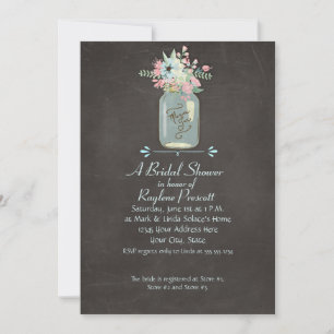 Invitation Fleurs de tableau noir Rustique Mason Jar Floral m