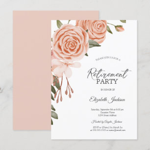 Invitation Fleurs de teint rosé aquarelle pour une douche de