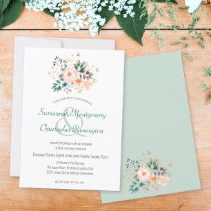 Invitation Fleurs de teinte orange avec bordure supérieure mi
