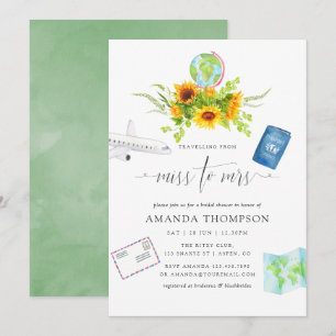 Invitation Fleurs de tournesol aquarelle de Miss à Mrs Shower