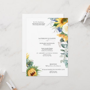 Invitation Fleurs de tournesol élégantes et dégoulinantes Mar