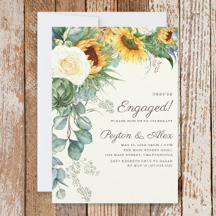 Invitation Fleurs de tournesol eucalyptus roses blanches de m