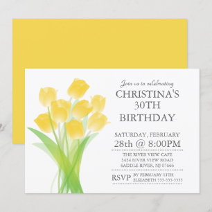 Invitation Fleurs de tulipe typographique moderne fête d'anni