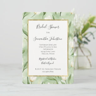 Invitation Fleurs de tulipes blanches vertes jolies pour la d