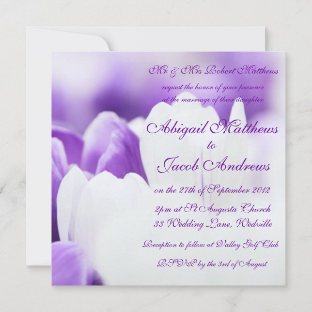 Invitation Fleurs de tulipes violettes et blanches - Faire-pa (Devant)