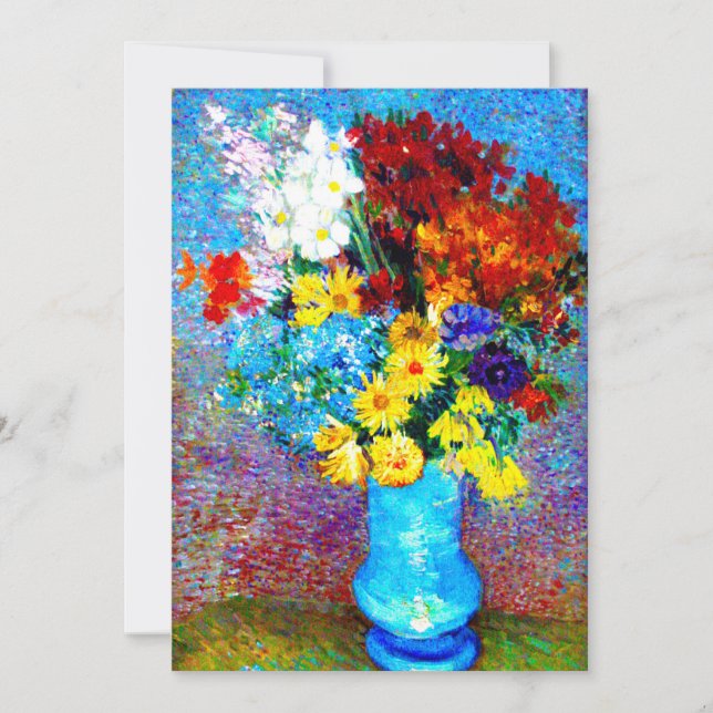 Invitation Fleurs de Van Gogh dans un vase bleu (Devant)