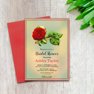 Invitation Fleurs de verdure de rose rouge de Bourgogne pour