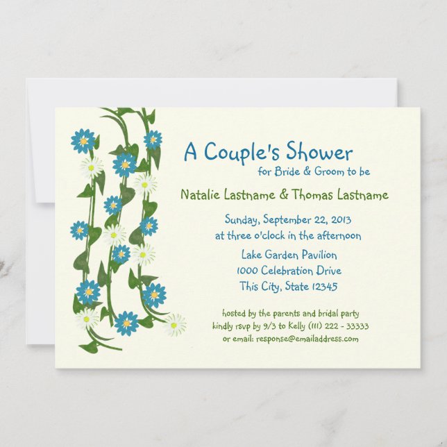 Invitation Fleurs de vigne Douche de couple (Devant)
