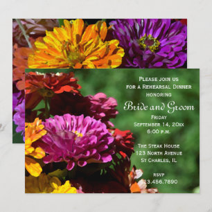 Invitation Fleurs de Zinnia de jardin Dîner de répétition de 