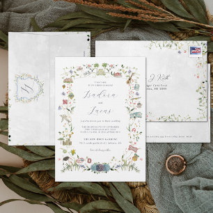Invitation Fleurs Délicates Blason de Mariage Sur Mesure